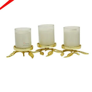 Bougeoir moderne à 3 piliers de style feuille d'or pour hôtel et restaurant 2025 - Product Image 1