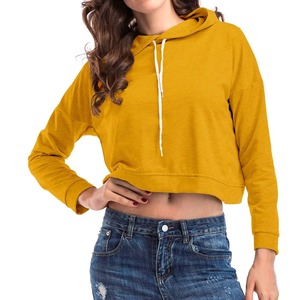 Haute qualité personnalisé femmes Gym pull haut court avec capuche manches longues surdimensionné demi-fermeture éclair à capuche hiver tricoté sweat - Product Image 2