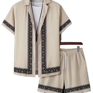 Best quality Men's Vacation Outfit Breathable Tropical Floral Shirt & Shorts <b>Set</b> Men's Fashionable Summer Suit for men's - Product Image 1