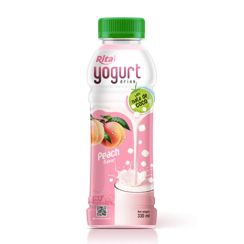 Botol 330ml minuman susu RITA Yogurt dengan rasa persik OEM minuman Vietnam pemasok produk susu kualitas tinggi