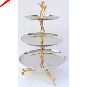 New Modern Golden Finished Flower Design 2 <b>Tiers</b> <b>Cake</b> <b>Stand</b> for Party - Product Image 5