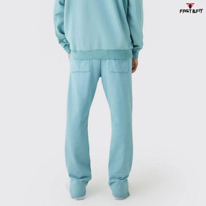100% coton coupe ajustée décontracté taille moyenne Style avec couleur unie léger haute qualité lavé à l'acide saison d'été pantalons pour hommes - Product Image 2
