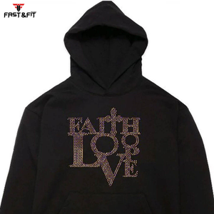 100% coton polaire sweats personnalisés hommes sweats à capuche brodé strass fermeture éclair haute qualité thermique sweats à capuche pour l'hiver - Product Image 2