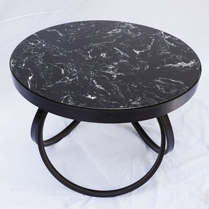 โต๊ะน้ำชาทรงกลมสไตล์โมเดิร์นฟาร์มเฮาส์ ขนาด 60x60x45 ซม. ท็อปหินเผาคุณภาพสูง ขาเหล็กโค้งมน รุ่น TT68109 - Product Image 2