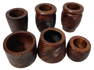 Pots de fleurs modernes pour le salon sculpté à la main ferme brun foncé Vintage vente chaude décoration de mariage indien vases en vrac en bois de manguier - Product Image 3