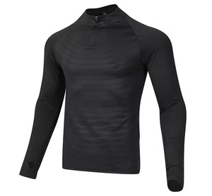 Traje de correr de manga larga de diseño personalizado para hombre Sudadera con cremallera de secado rápido 1/4 con logotipo Sudadera con capucha deportiva de invierno teñida lisa - Product Image 1