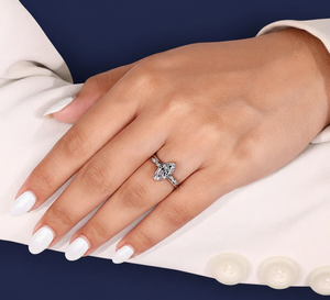 Bague de fiançailles en or blanc 14 carats, diamant de laboratoire taille marquise 1,14 carat, VVS2 F, certifiée IGI, plaquée rhodium, style ethnique - Product Image 5