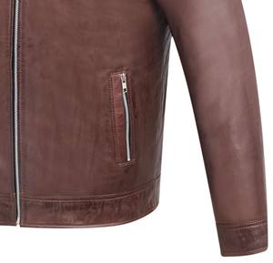 High Street 100% Genuine Sheep Leather Winter Jacket Sherpa Lining Breathable <b>Viscos</b> Zipper Closure Stand Collar Manufacturer - Product Image 3