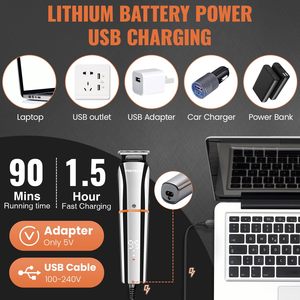 Tondeuse de Précision Sans Fil 6 1/2 pour Hommes, Kit Étanche IPX6 pour Barbe, Cheveux, Corps et Poils du Nez/oreilles, Alimentée par Batterie - Product Image 6