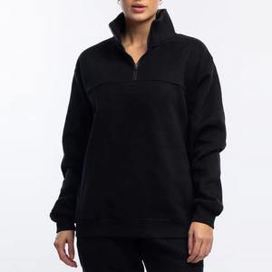 Wholesale Custom Logo Half Zip Pullover 1/4 Zip Blank Oversized <b>Long</b> Sleeve <b>Sweatshirts</b> <b>Women</b> Cotton Hot Sale Fleece <b>Sweatshirt</b> - Product Image 4