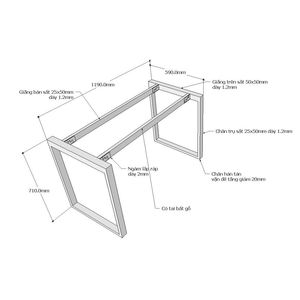 Banco Rectangular de Hierro Estilo Industrial/Patas para Muebles 120x60cm HCRT002 Requiere Ensamblaje - Product Image 4