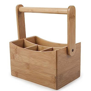 Couverts de rangement en bois pour intérieur et extérieur Condiments Couverts et ustensiles Caddy Organisateur de cuisine Caddy en bois pour le stockage - Product Image 1