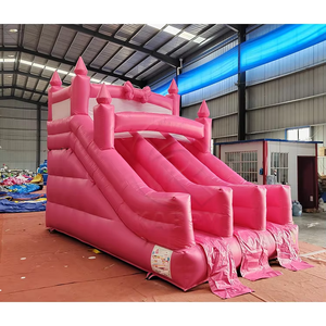 Kids Macaron Pink <b>Inflatable</b> Trampoline Jumping Castle Combo Heavy Duty PVC Outdoor Party Bouncer Slide Easy Installation - Product Image 4