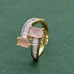 Anillo ajustable CZ de diseñador de lujo, anillos de moda chapados en 2 tonos de alta calidad - Product Image 5