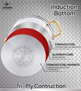 LIFE SMILE 18/10 Acero inoxidable puro Doble manija Sopa y ollas Base de inducción No tóxico y 100% PFOA PTFE PFOS gratis - Product Image 2