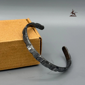 Handmade Modern <b>Viking</b> Damascus Steel Bangle Customizable OEM Anniversary Jewelry Gift-Hand Forged Steel Cuff <b>Bracelet</b> Oath Ring - Product Image 5