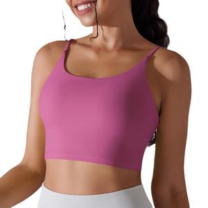 Sujetador Deportivo Acolchado de Alta Sujeción para Mujer con Tirantes Ajustables, Sin Costuras, Transpirable, de Secado Rápido, Cuello en U, con Cristales, para Yoga y Running - Product Image 1