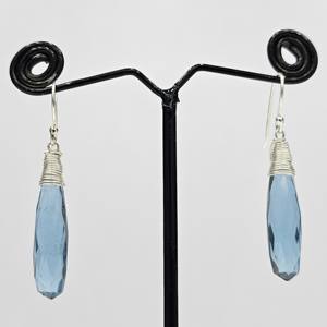 Boucles d'oreilles en forme de goutte en argent Sterling 925 Nice Cut Handmade Designer London Blue Topaz Quartz pour les fêtes de mariage Excellent cadeau - Product Image 6