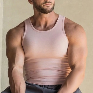 Débardeurs de fitness d'été pour hommes 100% coton respirant I-Line Muscle Vest Casual Sports Tricoté Méthode de tissage - Product Image 3
