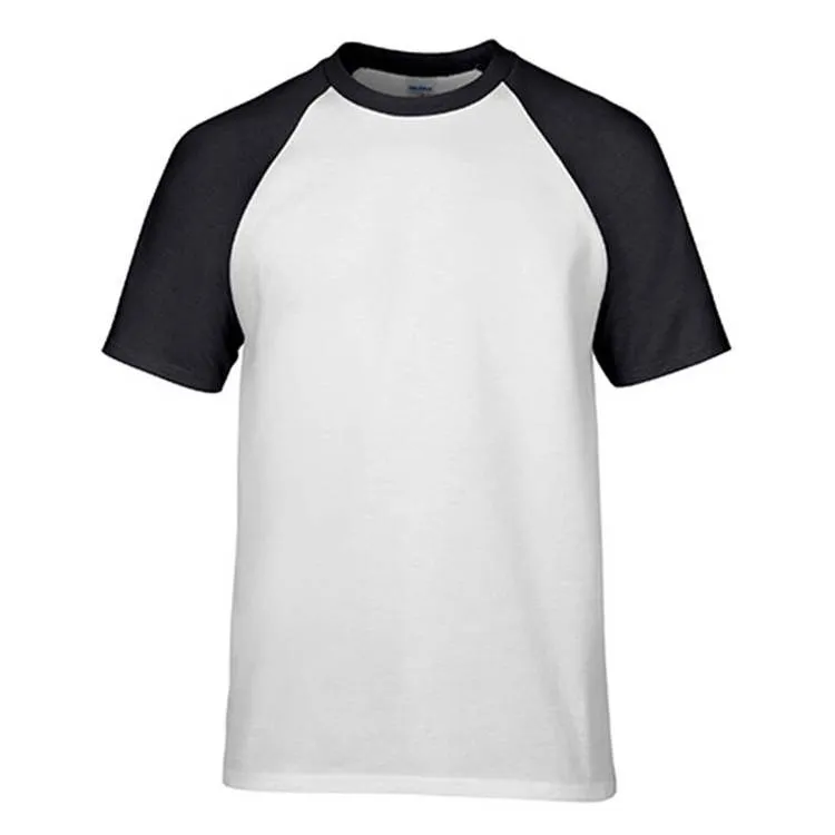 पुरुषों की उच्च गुणवत्ता रागलाण शैली टी शर्ट lain रागलाण आस्तीन कपास खिंचाव क्रू गर्दन क्लासिक रागलाण टी शर्ट पुरुषों की सफेद पैनल