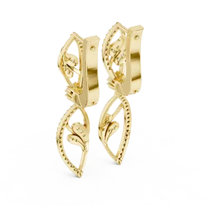 Fancy Round Moissanite Gold Plated Earrings with Two <b>Drop</b> Design IGI Certified for Wedding Anniversary & Party Gifts - Product Image 2