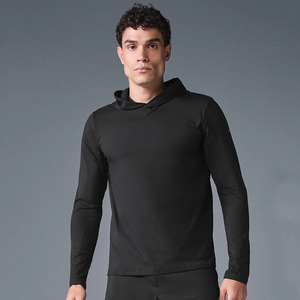 Sweat à capuche athlétique à manches longues avec évacuation d'humidité pour hommes, sweat-shirt à capuche personnalisé OEM Gym Running Chemise athlétique avec capuche - Product Image 1