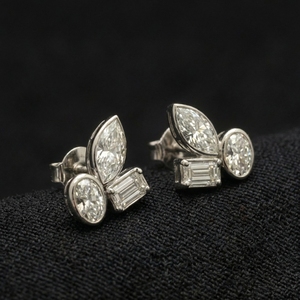 Elegant Platinum <b>Stud</b> <b>Earrings</b> for Women Multi-Cut Diamond Minimalist Lightweight Daily Wear IGI Certified Sparkling - Product Image 1