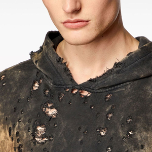 Sweat à capuche polaire d'hiver pour hommes de haute qualité, lavage à l'acide, conception en détresse, respirant, confortable, brodé, teint uni, meilleure vente - Product Image 6