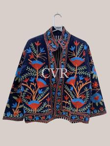 Manteau Bohème en Coton Brodé à Motifs Floraux, Col Rabattu, Manches Longues, Grande Taille, Vêtement d'Automne pour Femmes - Product Image 1