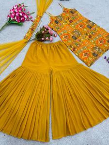 Top elegante de diseño para fiesta-Dupatta y Sharara completamente cosido - Product Image 6