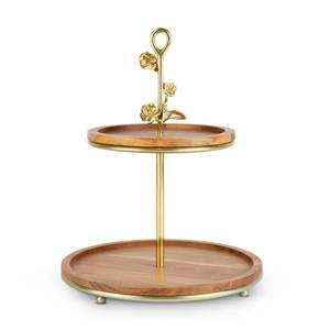 Soporte de madera contemporáneo de dos niveles para pasteles Presentaciones elegantes Herramientas para pasteles - Product Image 1