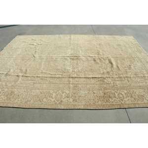 8,2x11,3 ft Rug, Vintage Rug, Turkish <b>Brown</b> <b>Wool</b> Floral Rug - Product Image 2