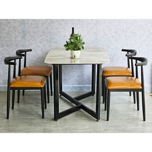 CBBA123 Juego de Comedor Rectangular Moderno, Mesa de 140x80cm con Superficie de Cerámica y 4 Sillas Hechas de Mármol - Product Image 2