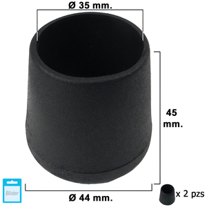 Tappo Conico Nero 35mm Confezione blister da 2 pezzi. - Product Image 1