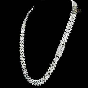 Best Quality <b>Silver</b> <b>Cuban</b> <b>Chain</b> Baguette Shaped VVS Moissanite Diamond for Luxury Look Hip-hop for Engagement Party Great Gift - Product Image 6