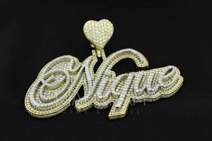 Colgante Personalizado con Nombre y Diamantes de 2.25 Quilates, Plata de Ley Chapada en Oro Amarillo, Joyería Hip-Hop con Incrustaciones de Diamantes para Hombre - Product Image 3