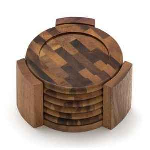 Wooden Coasters with Wooden <b>Stand</b> for Tea Coffee or <b>Drinks</b> Mug - Product Image 2