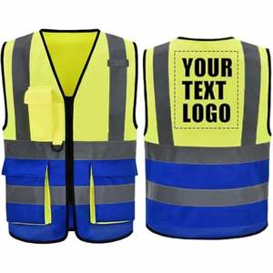 Gilet de sécurité réfléchissant à haute visibilité 100% polyester, fermeture éclair sur le devant, gilet de sécurité pas cher avec logo - Product Image 1
