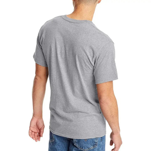 Ropa de verano, camisetas con cuello redondo para hombres y camisetas 100% de algodón de secado rápido informales de estilo Formal con patrón sólido - Product Image 2