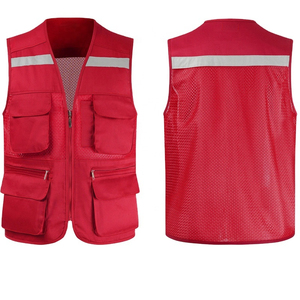 Chaleco de seguridad de alta visibilidad transpirable de verano personalizado impermeable con malla de tiras reflectantes y bolsillos para trabajos de construcción - Product Image 1