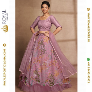 New Exclusive Organza and <b>Net</b> <b>Fabric</b> With Beautifully Designed Sequence Embroidered Work Lehenga Choli Collection - Product Image 4