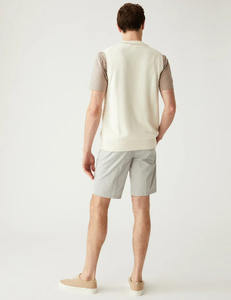 Pantalones cortos Bermudas de estilo informal súper ligeros sólidos de algodón decoración Vintage medio transpirable liso teñido lona cremallera Fly - Product Image 3