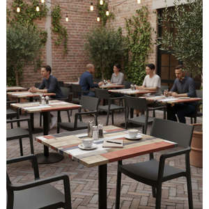 Tavolo per Interni ed Esterni di Qualità Commerciale con Legno Rosso Multicolore e Piano in Composito di Pietra Rinforzata, Arredamento da Esterno - Product Image 2