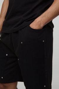 Pantalones Cortos Deportivos de Lona de Algodón Transpirables de Secado Rápido para Hombre, Color Sólido, Cintura Elástica, Logotipo Impreso DTF, Textura Suave para Gimnasio - Product Image 5