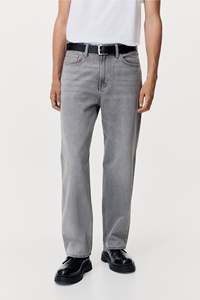 กางเกงยีนส์ผู้ชายสีเข้มหลวมและทรงตรงใส่สบาย & กางเกงยีนส์100% ใส่ในชีวิตประจำวันขายส่ง - Product Image 4