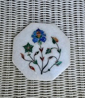 Service de table de luxe en marbre incrusté de qualité supérieure, durable et écologique, portable pour tasses à thé, café et verres à vin, en gros