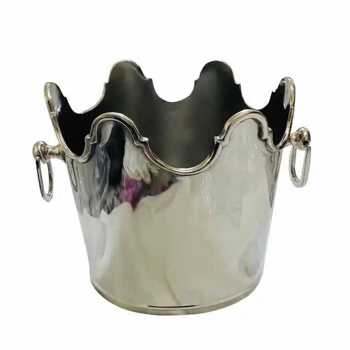 Seau à Champagne Doré 5L En Inox - Pour Vin, Bière - Design Martelé Avec Poignées - Idéal Fête, Mariage, Bar
