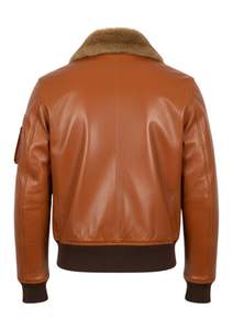 Chaqueta Clásica de Cuero Genuino para Hombre, Estilo Bomber, con Cuello de Piel, Ropa de Invierno, Estilo Urbano - Product Image 4
