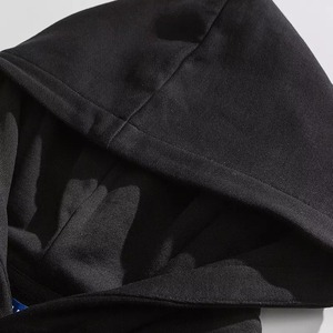 Sudadera con capucha personalizada para hombre con logotipo de estampado de hojaldre y patrón sólido 100% estilo forrado de algodón de peso pesado tejido teñido liso - Product Image 4