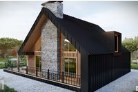 Maison préfabriquée élégante à 3 étages, cabane moderne en forme de A - la maison triangulaire à ossature complète, villa en acier léger
